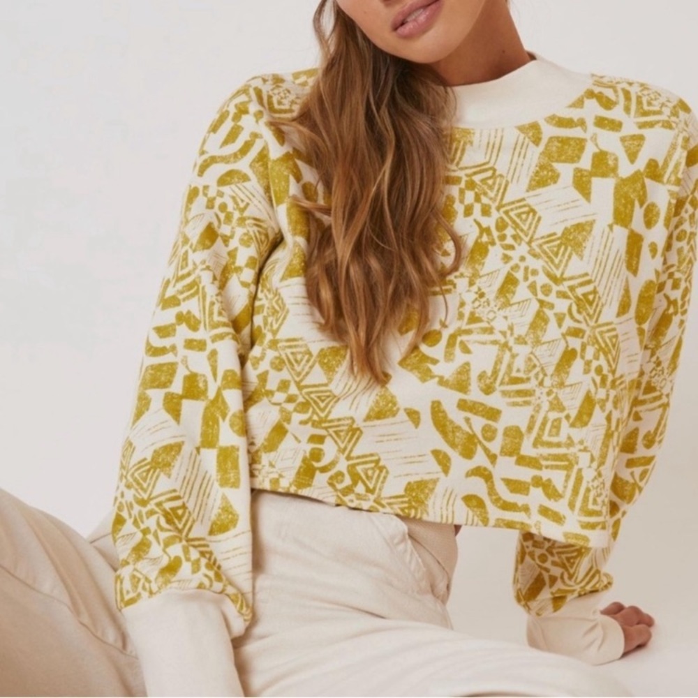Anthropologie Yellow Geometric Sweatshirt